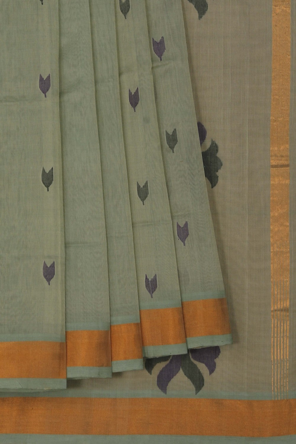Image of Uppada Cotton Pastel Green Saree